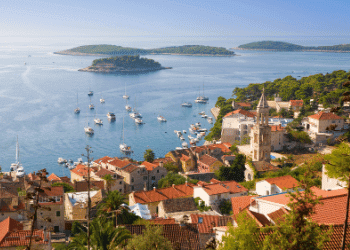 look from the coast on croatian town