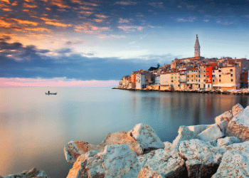look from the coast on croatian town